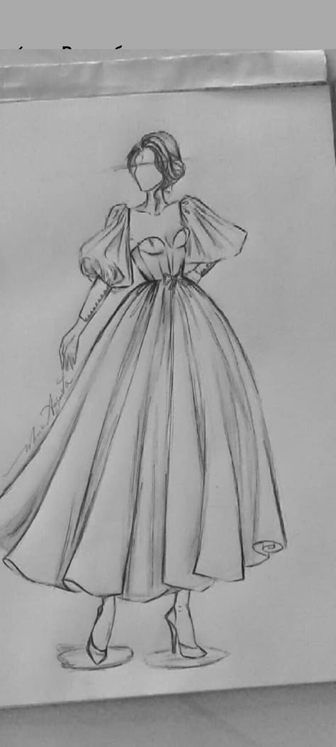 Sari Dress Drawing, Clothing Sketches Outfits, Fasion Dressing Sketch, Dresses Sketches Design, Princess Dress Drawing Sketches, Drawings Of Dresses, Flower Dress Drawing, Dress Sketches Design, Draw Fashion Sketches