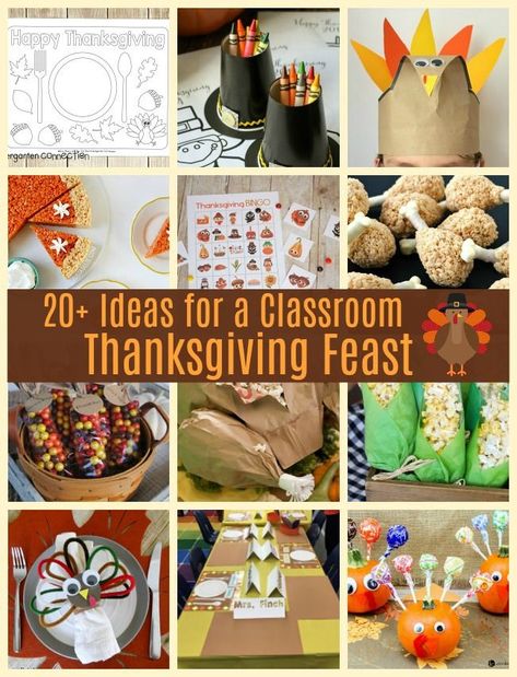 Looking for Classroom Thanksgiving Feast Ideas? Or need Kid's Thanksgiving Feast Food, Snacks or Activities? Check out these 20+ ideas for a Thanksgiving Feast in the classroom or at home! #thanksgivingforkids #thanksgivingfeastintheclassroom #classroomth Thanksgiving Feast Ideas, Classroom Thanksgiving Feast, Thanksgiving School Party, Thanksgiving Party Food, Classroom Thanksgiving, Thanksgiving Classroom Activities, Thanksgiving Food Crafts, Feast Ideas, Thanksgiving Potluck