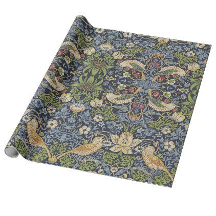 WILLIAM MORRIS STRAWBERRY THIEF WRAPPING PAPER Art Nouveau Floral Pattern, Floral Art Nouveau, William Morris Strawberry Thief, Modern Wrapping Paper, Blue Tapestry, Art Nouveau Pattern, William Morris Art, Floral Wrapping Paper, Strawberry Thief