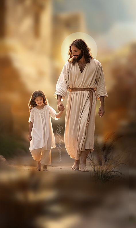 Walking With Jesus Pictures, Jesus Walking With Me, Pics Of Jesus, Jesus With Kids, Pictures Of God, Jesus And Me Illustration, Picture Of God, Jesus And Me, Jesus Photos