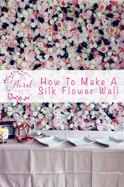 Here is a guide that includes materials and steps for making your very own silk flower wall. #WeddingIdeas #BabyShowerIdeas #FlowerIdeas #BridalShowerIdeas #FlowerWall #FlowerBackdrop #DIY How To Make A Flower Wall, Diy Flower Wall Backdrop How To Make, Floral Wall Diy, Diy Flower Backdrop, Flower Wall Art Diy, Flower Wall Rental, Diy Flower Wall, Flower Wall Backdrop, Diy Backdrop