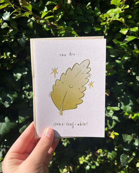 Who else loves puns?! Available now on Thortful! #art #artist #draw #drawing #leaf #pun #puns #greetingcard #greetingcards #card #cuteart Leaf Puns, Drawing Leaf, Love Puns, Pun Card, Card Messages, Valentines Card, Draw Drawing, Valentines Cards, Puns