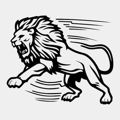 Lion Vector Art, Lion Jumping, Lion Running, Silhouette Lion, Lion Mascot, Lion Silhouette, Running Logo, Tattoo Lion, Lion Vector