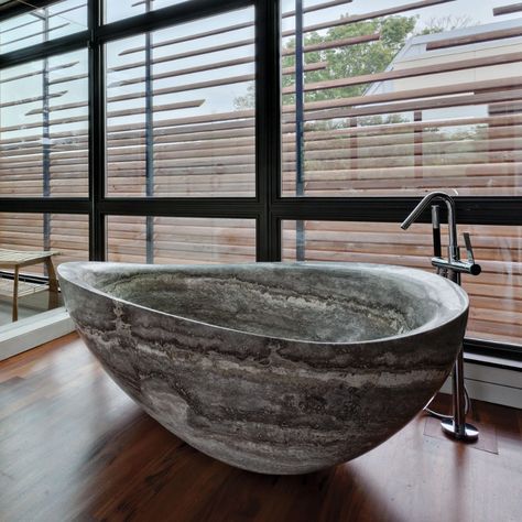 Stone Tub, Natural Stone Bathroom, Spacious Bathroom, Marble Bathtub, Luxury Bathtub, Japanese Soaking Tubs, Refinish Bathtub, Modern Bathtub, Stone Bathtub