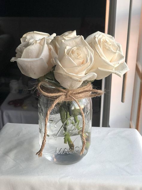 Jute Twine Mason Jar #affiliate Mason Jar Wedding Decor, Wedding Jars, Pint Mason Jars, Mason Jar Vases, Small Mason Jars, Rustic Mason Jars, Mason Jar Centerpieces, Diy Bridal, Mason Jar Crafts