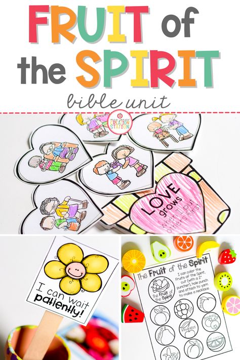 Fruit of the Spirit bible unit is a 9 week unit that is filled with engaging whole group lessons, small group activities and bible crafts to keep your learners engaged in the words of God! #christian #bibleresources #fruitofthespirit #bibleclassresources Teaching Goodness Fruit Of The Spirit, Fruit Of The Spirit Preschool Lessons, Fruit Of The Spirit Kindness Craft, Pre K Bible Lessons, Fruit Of The Spirit Games For Kids, Fruit Of The Spirit Love Craft, Fruits Of The Spirit Lessons For Kids, Fruit Of The Spirit Craft For Kids, Goodness Fruit Of The Spirit