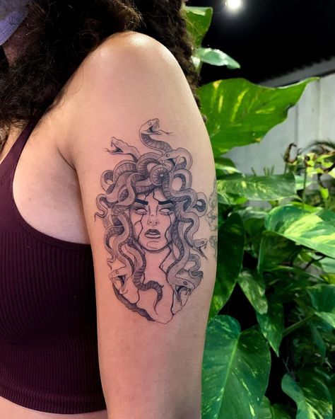 200+ Unique and Stunning Tattoo Ideas For Women - 2022 - Tikli Medusa Tattoo Shoulder Women, Medusa Shoulder Tattoos For Women, Medusa Tattoo Placement, Medusa Tattoo Women, Tattoo Ideas Female Medusa, Medusa Tattoo On Arm, Medusa Tattoo Fine Line, Medusa Shoulder Tattoo, Medusa Tattoo Forearm