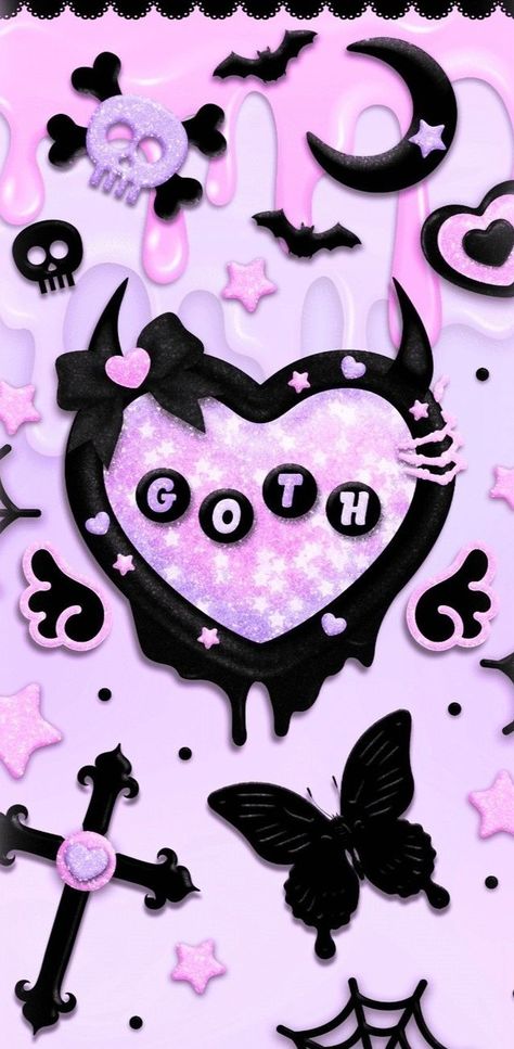 Pastel Goth Background, Bubble Goth, Pink Goth, Iphone Wallpaper Classy, Goth Wallpaper, Gothic Wallpaper, Heart Iphone Wallpaper, Emo Wallpaper, Halloween Wallpaper Iphone