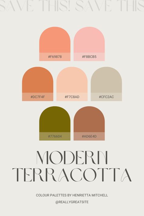 Canva Peach Color Palette, Peach Pink Color Palette, Peach Hex Code, Terracotta Colour Palette, Canva Color Palette Codes, Peach Colour Palette, Business Vibes, Earth Colour Palette, Terracotta Color Palette