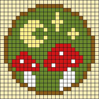 Pixel Art Pattern Mushroom, Cottagecore Alpha Pattern, Cottage Core Pixel Art, Mushroom Alpha Pattern, Mystical Cottage, Mushroom Pixel Art, Crochet Bedding, Mushroom Cross Stitch, Cottage Nature