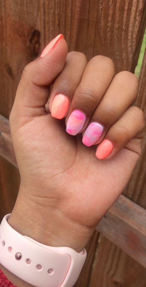 My DIY Tie Die nails! #diy #tiedye #nailart #naildesigns #shortnails #shortnaildesigns Pink Tie Dye Nails, Tie Dye Nails, Diy Tie, Nails Diy, Pastel Nails, Pink Tie, Pink Tie Dye, Diy Nails, Pink Nails