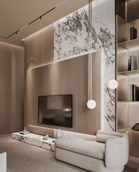 Lcd Unit, Luxury Living Room Inspiration, Tv Feature Wall, Led Unit, Tv Walls, Tv Unit Interior Design, Living Tv, Tv Room Design, Living Room Tv Unit