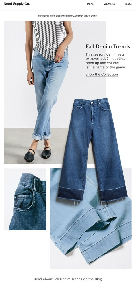 Fall Denim Trends, Fashion Editorial Layout, Fashion Magazine Layout, Instagram Branding Design, Fashion Poster Design, Fashion Banner, Desain Editorial, Fashion Layout, Email Design Inspiration