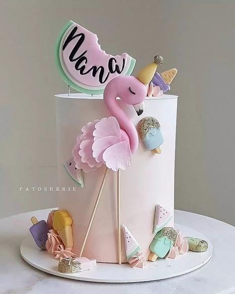 Flamingo Cake Birthday, Flamingo Cakes, Flamingo Birthday Cake, Fondant Cake Tutorial, Flamingo Cake Topper, Tropical Cake, Novelty Cake, Fondant Cakes Birthday, Single Layer Cakes