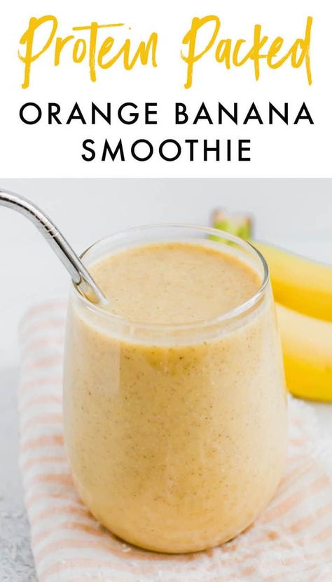 Banana And Orange Smoothie, Orange Protein Smoothie, Banana Orange Smoothie, Orange Banana Smoothie Recipe, Orange Banana Smoothie, Post Workout Snack, Smoothie Banana, Dried Coconut, Coconut Protein