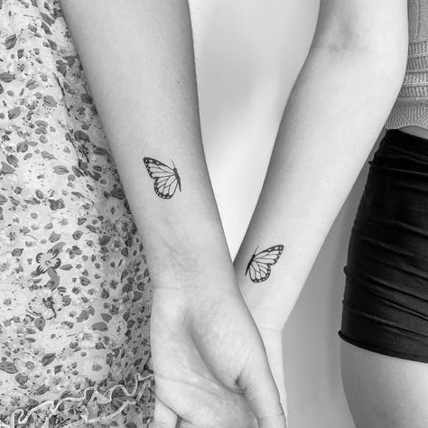 Matching Half Butterfly Temporary Tattoos (Set of 3+3) Half A Butterfly Tattoo, Butterfly Bff Tattoos, Matching Half Butterfly Tattoo, Tattoos That Represent Friendship, Half And Half Butterfly Tattoo, Butterfly Tattoo Friends, Matching Butterfly Tattoos Mom, Mom And Daughter Tattoos Butterfly, Matching Butterfly Tattoos Sisters