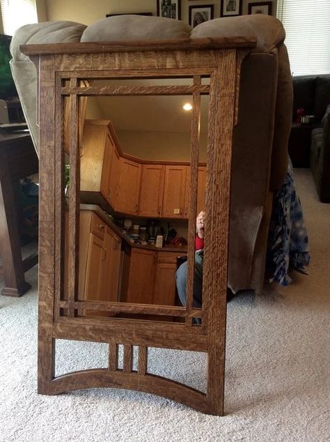 Arts and Crafts mirror | LumberJocks Woodworking Forum Arts And Crafts Mirror, Hallway Mirror Ideas, Homemade Picture Frames, Bookshelf Dresser, Hall Mirror, Arts And Crafts Design, Stickley Furniture, Mission Style Furniture, Frank Lloyd Wright Design