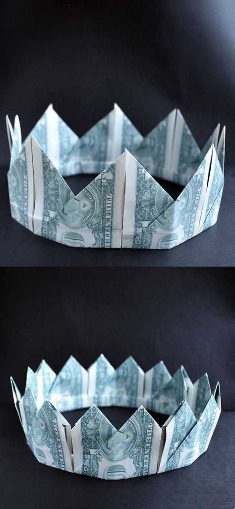 Dollar Bill Crown, Money Crowns Graduation, How To Make A Money Crown, Money Crown Diy, Money Crown Diy How To Make, Money Crown Graduation, Money Corsage, Money Crowns, Crown Money