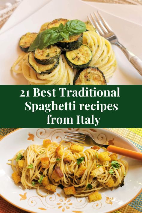 Spaghetti is the world’s favourite pasta. Here in Italy, we eat it with so many different sauces. This collection of 21 authentic Italian spaghetti recipes includes classics like spaghetti with tomato sauce, carbonara and alla Nerano as well as some recipes you may not know! Italian Spaghetti Recipes, Best Spaghetti Recipes, Authentic Italian Spaghetti, Authentic Spaghetti, Spaghetti With Tomato Sauce, Best Spaghetti Recipe, Italian Pasta Recipes Authentic, Authentic Italian Pasta, Recipes From Italy