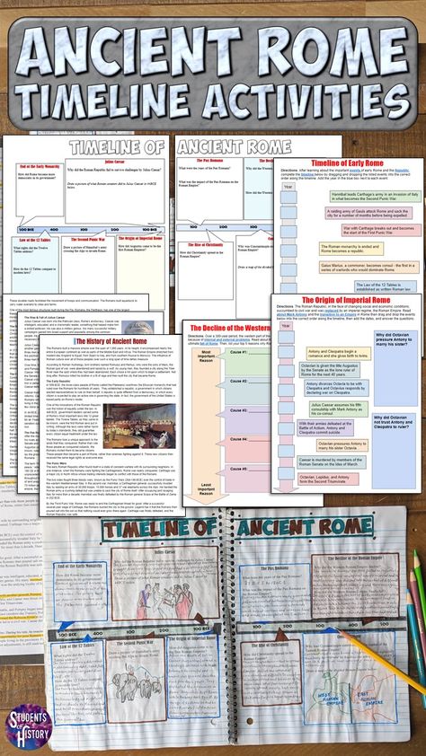 Rome School Project, Rome Project Ideas, Timeline Activities, Ancient Rome Lessons, Ancient Rome Activity, Ancient Rome Projects, Ancient History Timeline, Ancient Rome History, Rome Activities