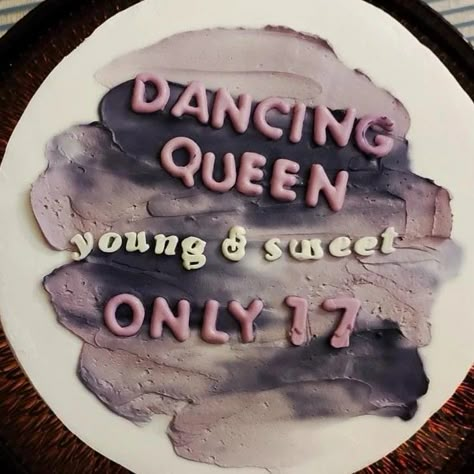 Birthday Cake Dance Theme, Dancing Queen Cake Pink, 17 Birthday Cake Aesthetic, Dancing Queen Only 17 Cake, Dancing Queen Young And Sweet Only 17 Cake, Dancing Queen Birthday Theme, 17 Birthday Themes, Cute 17th Birthday Cake, Birthday Cakes For 17th Birthday