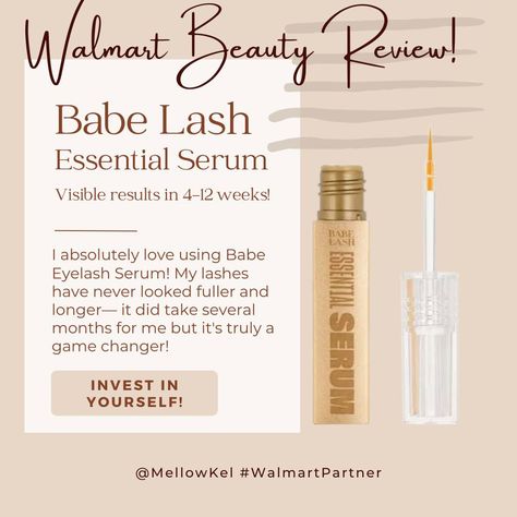 🌟** Get Ready to Bat Those Lashes! **🌟 #walmartpartner Hey lash lovers! Want to turn heads with your gorgeous, fluttery lashes? Babe Original Eyelash Serum is here to make your lash dreams come true! 🦋✨ 💖 **Why You’ll Love It:** - **Supercharged Ingredients**: Packed with nourishing goodness to boost your natural beauty! - **Results You Can See**: Say goodbye to sparse lashes—hello, volume! - **Easy Peasy Application**: Just a swipe before bed, and you’re on your way to lash perfection... Babe Original, Walmart Beauty Products, Babe Lash, Eyelash Serum, Your Gorgeous, Beauty Review, Before Bed, Dreams Come True, Easy Peasy