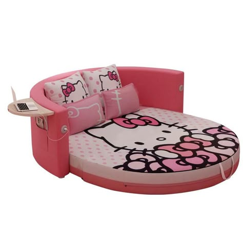 Hello Kitty Couch, Kitty Couch, Hello Kitty Furniture, Bloxburg Bedroom Ideas, Circle Bed, Taekwondo Wallpaper, Dogs Bed, Bloxburg Bedroom, Hello Kitty Room Decor