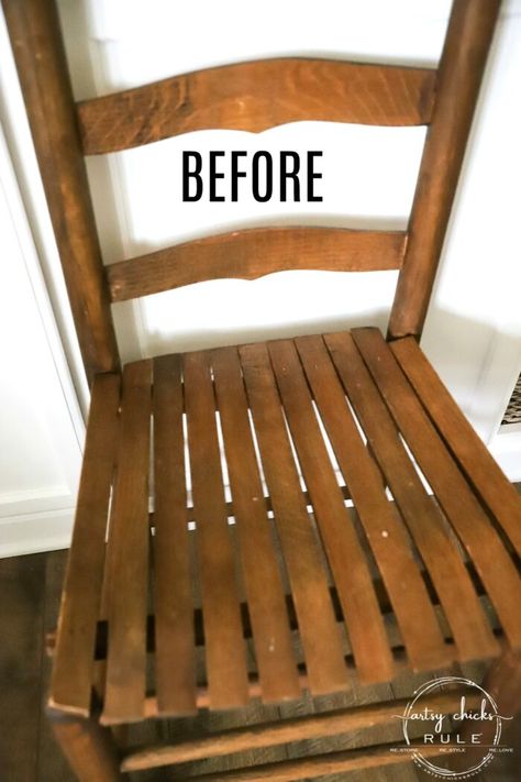 Chair Redo, Solid Wood Chairs, Ladder Back Chairs, Chair Makeover, Simple Furniture, Gel Stain, Wood Chair, Repurpose, Furniture Makeover