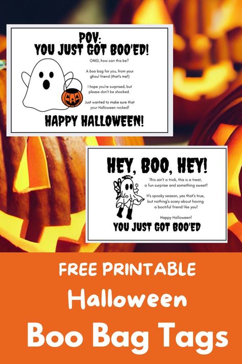 Tell your friends, "You Got Boo'ed" with these cute boo bag printables! You Got Boo'd, Boo Bag Fundraiser, Boo Bag Ideas For Coworkers, Coworker Boo Basket, You Got Booed, Boo Tags Printable Free, Boo Grams Free Printable, You Been Booed Ideas, Boo Bags Ideas