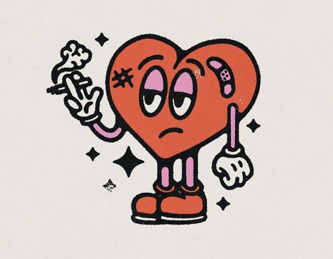 Breakup Funny, Vintage Mascot, Breakup Humor, Heart Cartoon, Anti Valentines Day, Graffiti Style Art, Distressed Texture, 캐릭터 드로잉, Mini Drawings