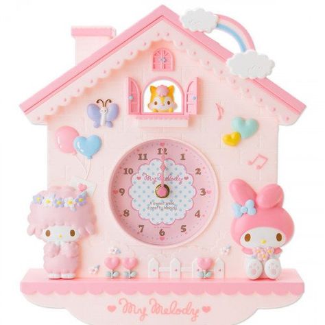 Hang on the wall my melody wall clock. Very cute peek-a-boo window and the mouse swings like a pendulum.  Dimensions 26×7×30cm Sanrio Room, Kawaii Bedroom, Pendulum Wall Clock, Cartoon Wall, Cute Room Ideas, Kawaii Room, Hello Kitty Items, Clock Decor, Pink Room