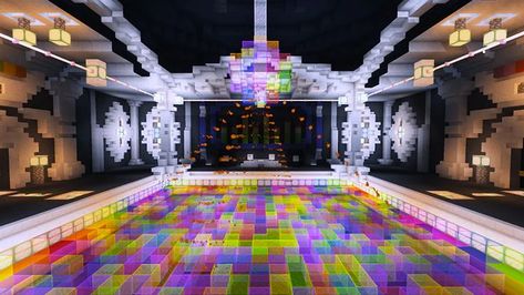 Minecraft Disco Floor, Minecraft Multiplayer Ideas, Circus Tent Minecraft, Minecraft Dance Floor, Minecraft Casino Ideas, Minecraft Nightclub, Minecraft Cinema, Minecraft Casino, Floor Minecraft