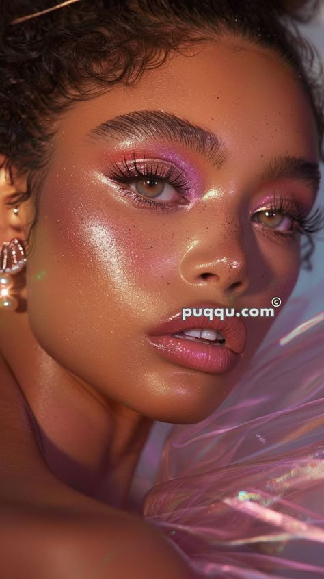 Ethereal Eyeshadow Looks, Pink Carnival Makeup, Ethereal Romantic Makeup, Fairy Makeup Pink, Soft Ethereal Makeup, Ethereal Makeup Goddesses, Ethereal Aesthetic Makeup, Neon Pink Makeup, Pink Fairy Makeup