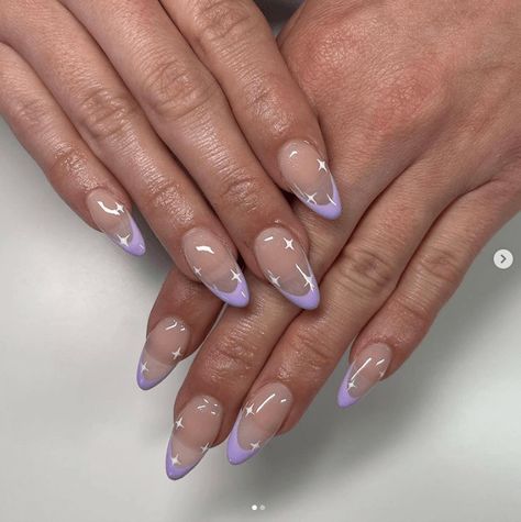 I Want… Lavender French Tip Nails Lavender French Tips, Lavender French Tip Nails, Lavender French Tip, Tip Nails Designs, Tip Nail Ideas, French Tip Nail Ideas, New French Manicure, Oval Shaped Nails, Hoco Nails