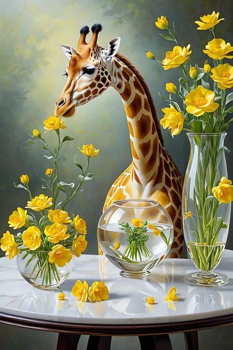 Wallpaper Giraffe, Giraffe Images, Scenic Painting, Giraffe Pictures, Wildlife Home Decor, Flowers Artwork, Giraffe Painting, Elephants Photos, Happy Birthday Art