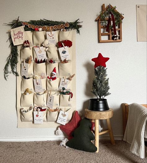 Wall Advent Calendar, Wall Advent Calendar Diy, Vintage Xmas Decor, Gathre Advent Calendar Ideas, Nursery Christmas Decor, Advent Calendar Aesthetic, Scandinavian Christmas Diy Nordic Style Advent Calendar, Gathre Advent Calendar, Children’s Advent Calendar