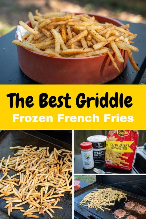 Cooking frozen fries on the Blackstone griddle is a game-changer! Follow our recipe to ensure you get perfectly cooked fries every time, making them a go-to for any meal. Save this pin for an easy side dish ready for your next cookout! Fries On The Blackstone, Best Griddle, Frozen Fries, Cooking French Fries, French Fried Potatoes, Blackstone Grill, Crispy French Fries, Frozen French Fries, Griddle Cooking