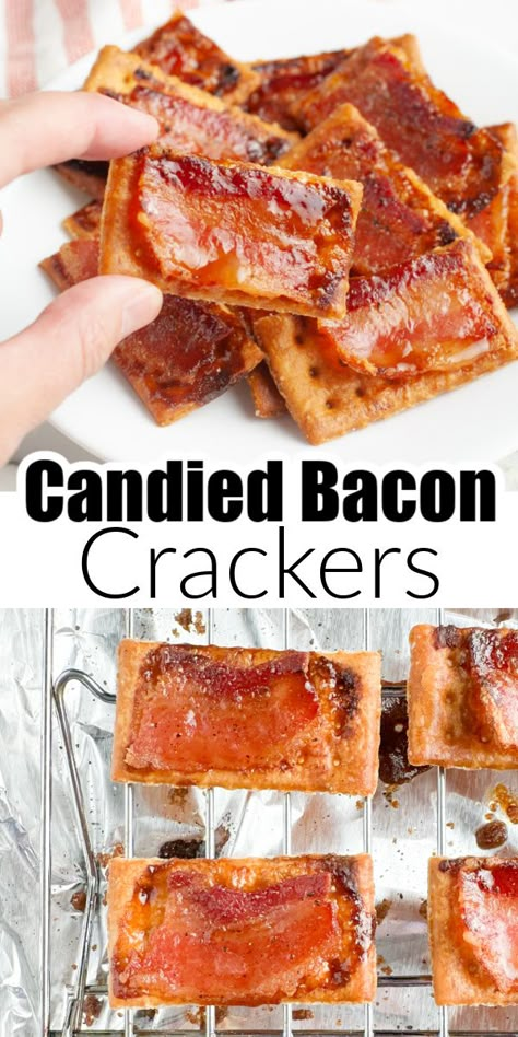 Crackers with bacon on them. Candied Bacon Crackers Recipe, Bacon Crackers Pioneer Woman, Pioneer Woman Club Cracker Appetizer, Bacon And Crackers, Bacon On A Cracker, Candy Bacon Ritz Crackers, Candied Bacon Crackers With Parmesan, Cracker And Bacon Appetizer, Pioneer Woman Bacon Wrapped Crackers