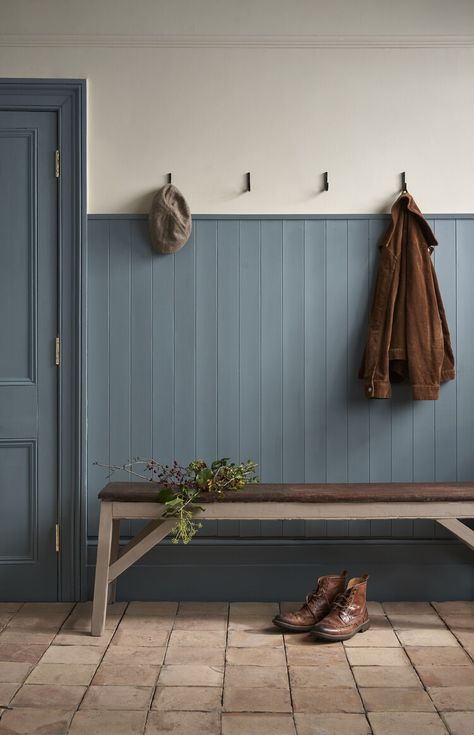 Most Popular Annie Sloan Paint Colors of All Time — Better Homes & Gardens House Paint Inspiration, Mustard Yellow Paint Colors, Two Tone Hallway, Annie Sloan Satin Paint, Cambrian Blue, Annie Sloan Paint Colors, Best Blue Paint Colors, Blue Hallway, Yellow Paint Colors