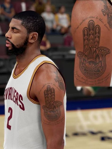 Kyrie Tattoo, Kyrie Irving Tattoos, Hamsa Tattoo Placement, Geometric Hamsa Tattoo, Kyrie Irving Logo Wallpaper, Kyrie Irving Logo, Cloud Tattoo Sleeve, Elephant Tattoo Meaning, Hamsa Tattoo Design