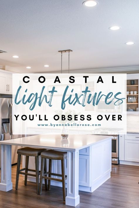 Coastal Lighting Fixtures Beach Houses Kitchen, Coastal Pendant Lighting Islands, Coastal Island Kitchen, Beach House Chandelier Modern, Costal Modern Lighting, Coastal Lighting Dining Room, Coastal Ceiling Light Fixtures, Modern Coastal Chandelier Dining Room, Pendant Lights Coastal Kitchen