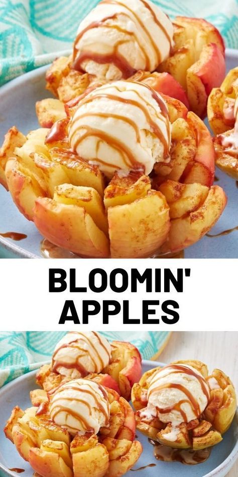 Bloomin Apple Recipe, Bloomin Apples, Apple Dessert Recipes, Apple Pies, Think Food, Eat Dessert, Desert Recipes, Fruit Desserts, Fruit Recipes