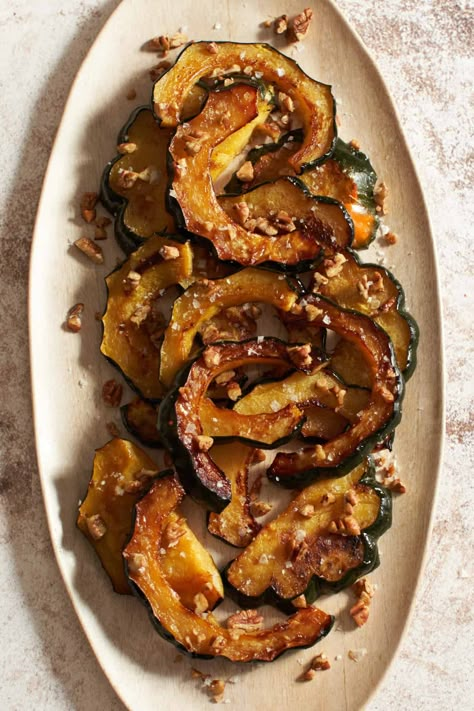 Maple Roasted Acorn Squash Dessert Acorn Squash, Roasted Acorn Squash Oven, Baked Acorn Squash Recipes, Roasted Carrots And Acorn Squash, Acorn Squash Recipe Brown Sugar, Oven Baked Acorn Squash Brown Sugar, Roasted Acorn And Butternut Squash, Acorn Squash Slices, Roast Acorn Squash Oven