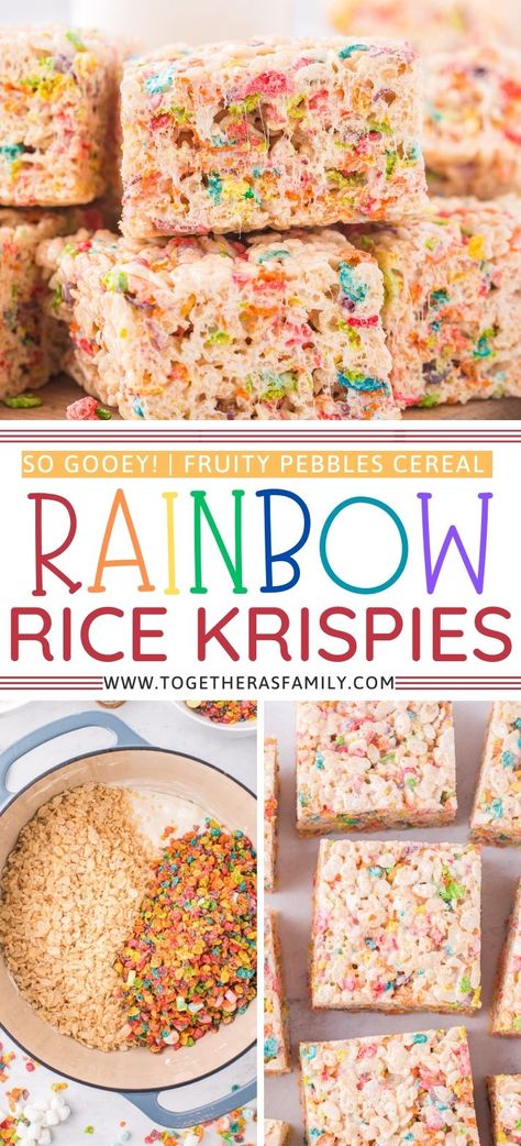 Rainbow Crispy Treats, Colorful Rice Krispie Treats, Spring Rice Crispy Treats, Fruity Rice Krispie Treats, Rice Krispie Treats With Trix Cereal, Rice Krispie Fruity Pebbles Treats, Rice Krispie Treats Mix Ins, Tie Dye Rice Krispie Treats, Fruitloop Rice Crispy Treats