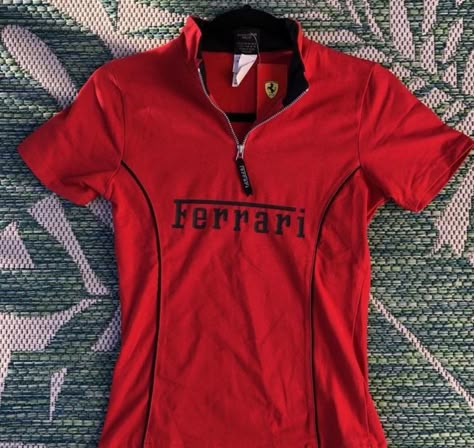 Vintage Ferrari Clothes, Ferrari Clothes, F1 Clothes, Ferrari Top, Ferrari Shirt, F1 Merch, Mode Inspo, Vibe Clothes, New Wardrobe