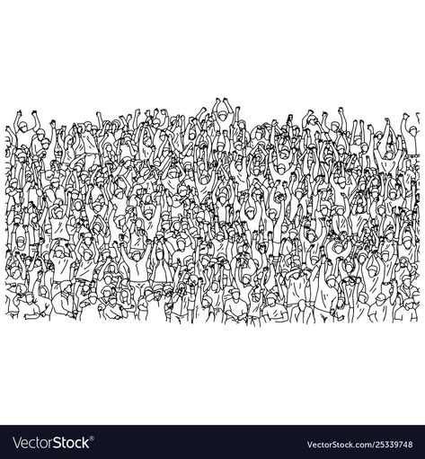 Crowd Drawing, Large Group Of People, People Crowd, Large Crowd, Black Lines, Group Of People, People Illustration, Quick Sketch, Illustration Sketches