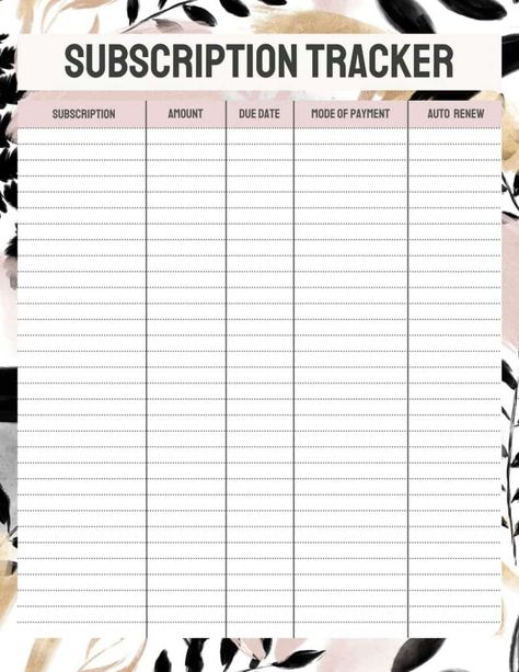 Free Subscription Tracker Printable, Free Subscription Tracker, Subscription Tracker Printable Free, Daycare Paperwork, Homework Planner Printable, Subscription Tracker, 2025 Planner, Budget Planner Free, Free Calendars