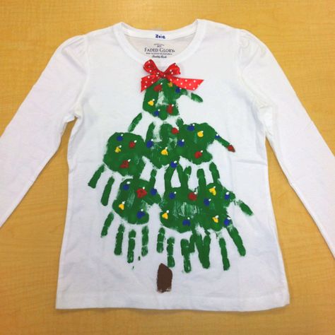 Christmas T-shirt Preschool Christmas Shirts, Christmas Shirt Diy Kids, Fabric Paint Christmas Shirt, Diy Christmas T-shirt, Diy Christmas Shirt Ideas, Diy Christmas Outfits For Kids, Toddler Ugly Christmas Sweater Diy, Diy Christmas Shirts For Kids, Christmas Tree Shirt Diy