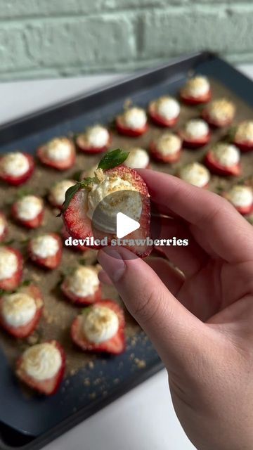 Tasty Tales Haven | Food Page on Instagram: "Sweet, creamy, and devilishly delightful—these Deviled Strawberries are stuffed with a no-bake cheesecake filling and topped with graham cracker crumbs. The ultimate twist on a classic treat! 🍓✨

Will you be trying this?
.
.
.

📹 & Recipe by: @dangthatssweet

DM for credit or removal (no copyright intended)
© All rights are reserved to the respective owner(s)

👉 Follow @tastytaleshaven for daily recipes!

I’ve always been an unapologetic foodie! In my search for a healthy balance, I discovered Intermittent Fasting (IF)—a game changer! Eat what you want, when you want, no fuss. 🎉

Curious about IF? DM me the word “IF” & I’ll send you the link to the guide I created! 🚀

#tastytaleshaven #strawberry #cheesecake #strawberrycheesecake #nobake #s Cheesecake Filled Strawberries, No Bake Cheesecake Filling, Cheesecake Lovers, Japanese Cheesecake, Desserts Cake, Send Me A Message, Graham Cracker Crumbs, Fruit Snacks, Real Results