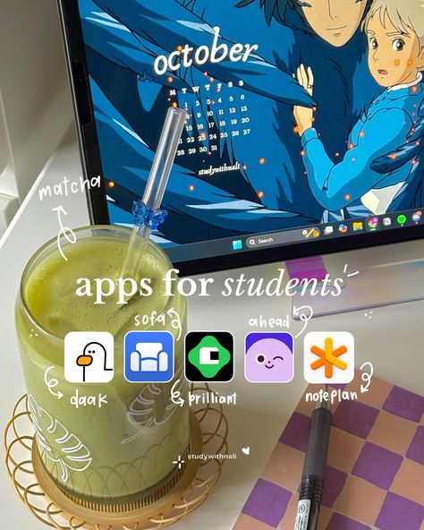 Apps for students 📱🎧 … or everybody else 🤭 I wanted to share some great apps I found recently 🫶🏻 🐤 Daak — iOS & Android - Budget and money tracker 🛋️ Sofa - iOS only - Downtime organizer 💡 Brilliant - iOS & Android - Master concepts in math and computer science 🧠 Ahead - iOS only - Emotions coach 📝 NotePlan - iOS only - To-do list and notes organizer I hope these apps are helpful! Which one will you be trying first? ✨ #studyapp #studytips #studywithme Apps Must Have Iphone School, Apps For To Do Lists, Cute Note Apps, Aesthetic Apps For Android, Cool Apps To Download, Apps For Math, Laptop Apps, Apps Must Have Iphone, To Do List App